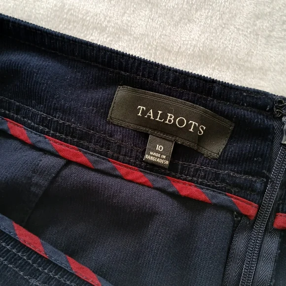 Talbots Women's Corduroy Mini Skirt Size 10 Navy Blue Cotton Blend With Pockets - Picture 8 of 11